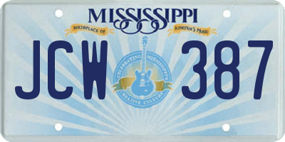 MS license plate JCW387