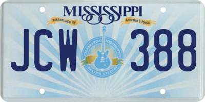 MS license plate JCW388