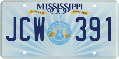 MS license plate JCW391