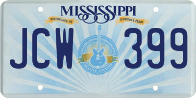 MS license plate JCW399