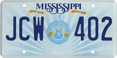 MS license plate JCW402