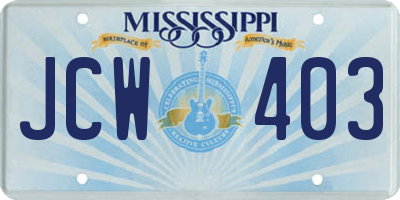 MS license plate JCW403