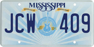 MS license plate JCW409