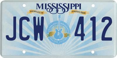 MS license plate JCW412