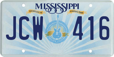 MS license plate JCW416