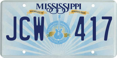 MS license plate JCW417