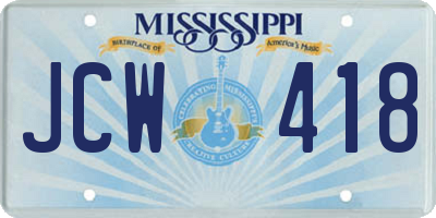 MS license plate JCW418