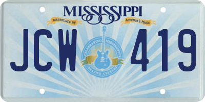 MS license plate JCW419