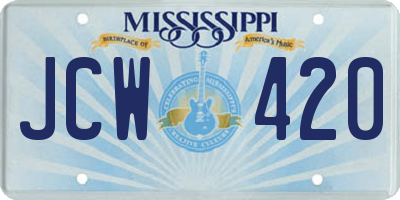 MS license plate JCW420