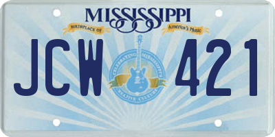 MS license plate JCW421