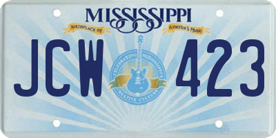 MS license plate JCW423