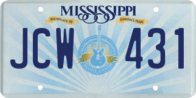 MS license plate JCW431