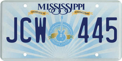 MS license plate JCW445