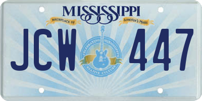 MS license plate JCW447