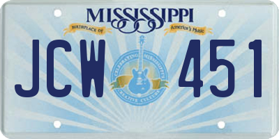 MS license plate JCW451