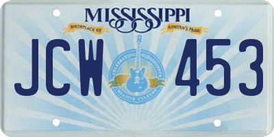 MS license plate JCW453
