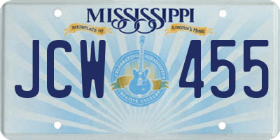 MS license plate JCW455