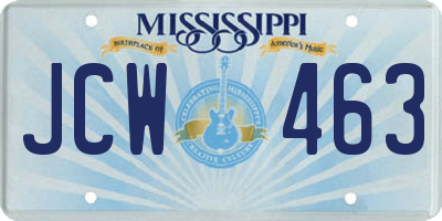 MS license plate JCW463