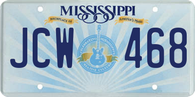 MS license plate JCW468
