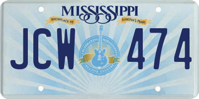 MS license plate JCW474