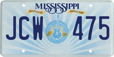 MS license plate JCW475