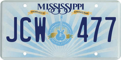 MS license plate JCW477