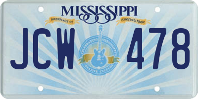 MS license plate JCW478