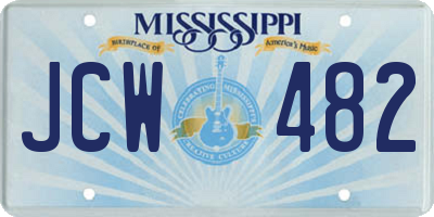 MS license plate JCW482
