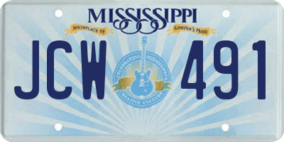 MS license plate JCW491
