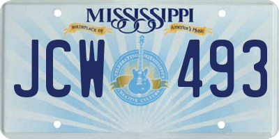 MS license plate JCW493