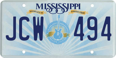 MS license plate JCW494