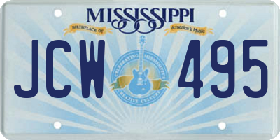 MS license plate JCW495