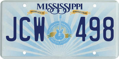 MS license plate JCW498