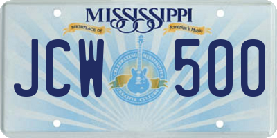 MS license plate JCW500