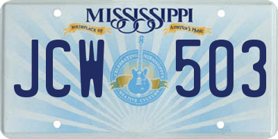 MS license plate JCW503