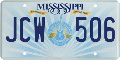 MS license plate JCW506
