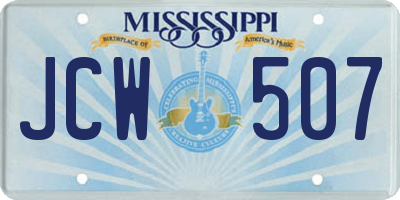 MS license plate JCW507