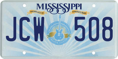 MS license plate JCW508