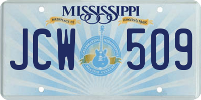 MS license plate JCW509
