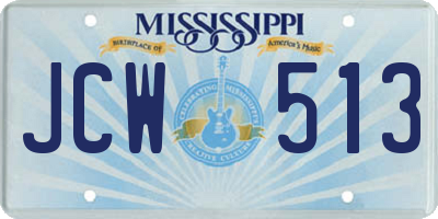 MS license plate JCW513