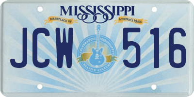 MS license plate JCW516