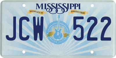 MS license plate JCW522