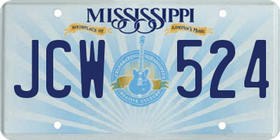 MS license plate JCW524