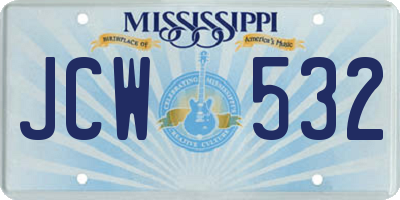 MS license plate JCW532