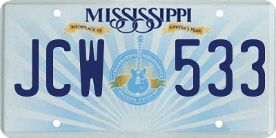 MS license plate JCW533