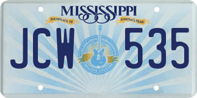 MS license plate JCW535