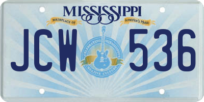 MS license plate JCW536
