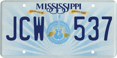 MS license plate JCW537