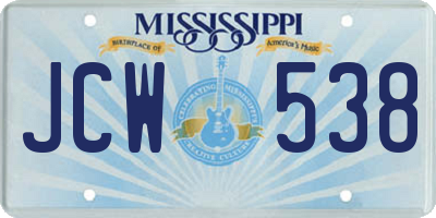 MS license plate JCW538
