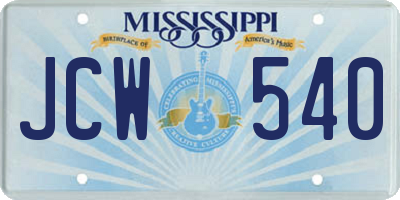 MS license plate JCW540